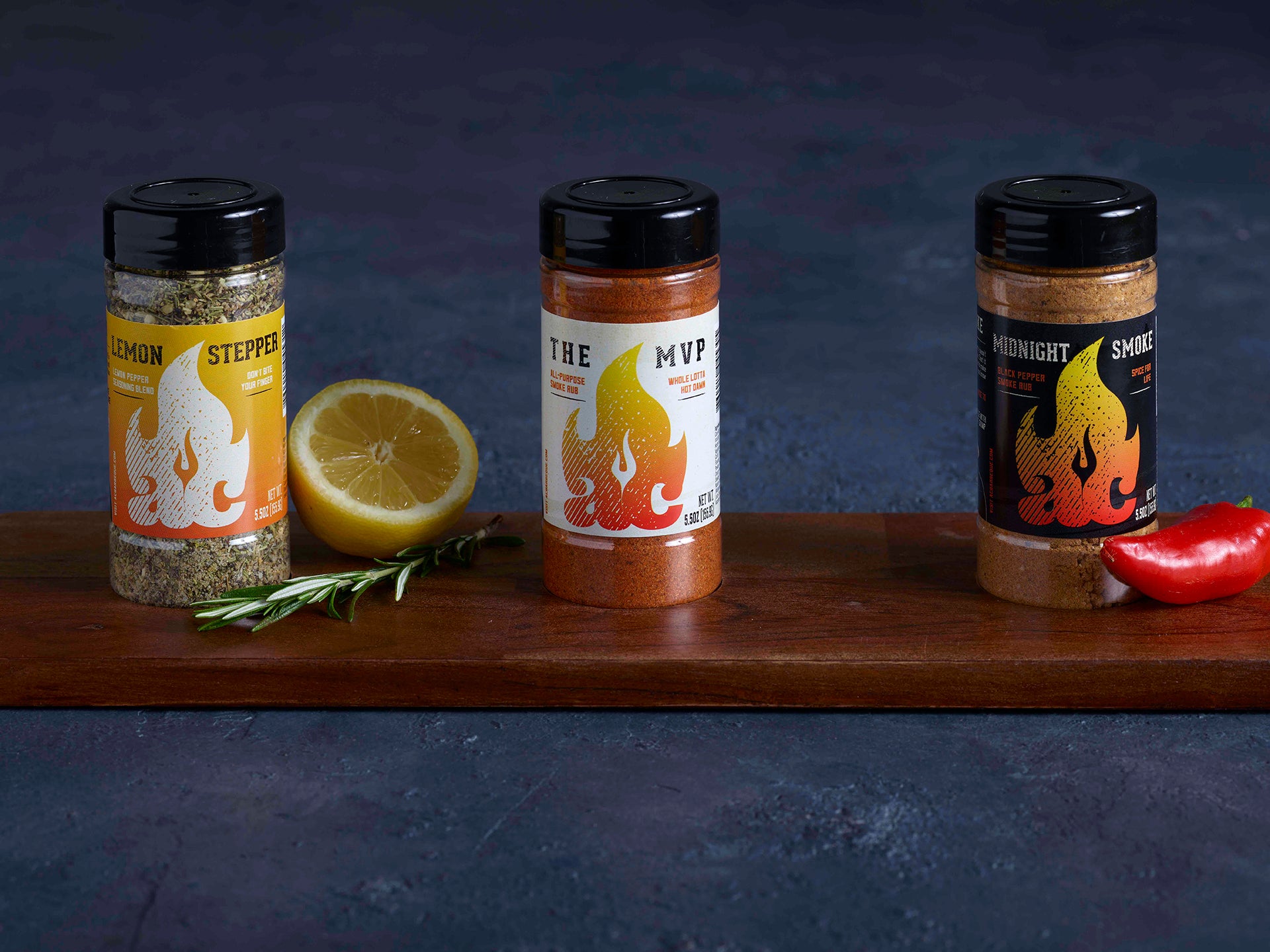 The Lemon Stepper, The MVP, and Midnight Smoke Barbeque and Seasoning Rubs