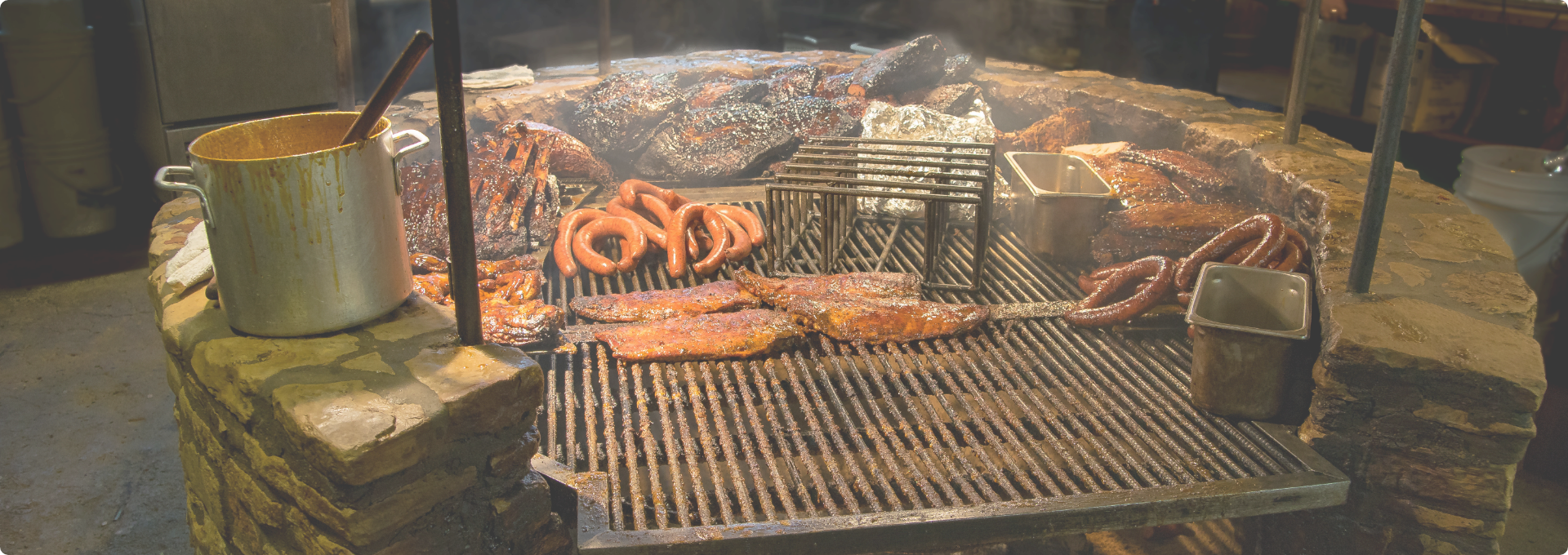 Picture of a frill with many different types of meat
