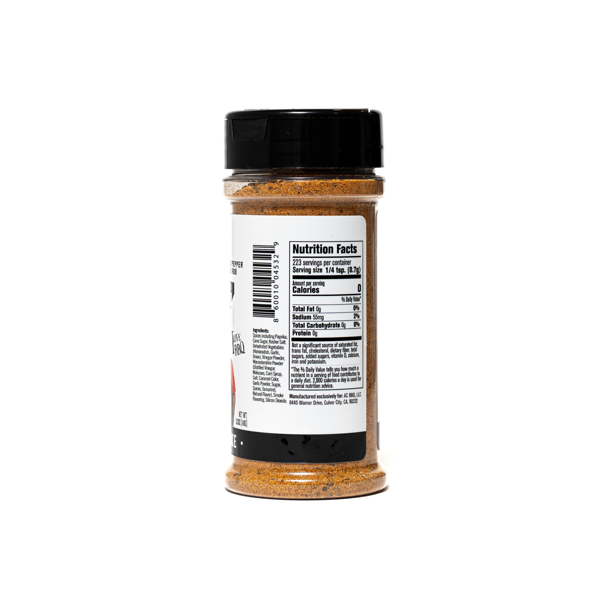 Ingredients and Nutritional Value of Midnight Smoke Barbeque Rub from AC Barbeque